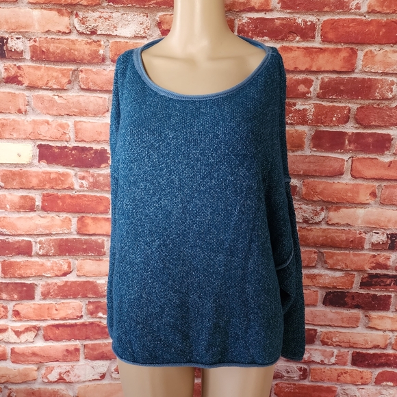 Free People Blue Bardot Sweater Medium NWT - Picture 4 of 5